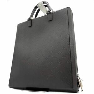 1円《美品》LOUIS VUITTON ルイヴィトン ビジネス トートバッグ エルヴィン グラセ マット メンズ モノグラム レザー A4◎ カフェブラウン