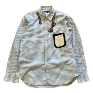 rare 10ss AD2009 comme des garcons homme plus stripe ribbon shirts ギャルソン ストライプ シャツ reikawakubo archive アーカイブ