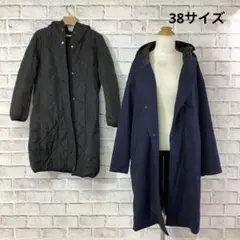 FUR 3Wayフードチェスターコート ネイビー 38サイズ