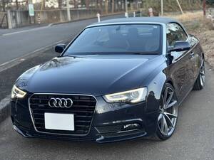 H25 A5 カブリオレ 2.0TFSI クワトロ 後期型 極美車 黒革シート/パドルシフト/20インチAW/地デジ/バックカメラ/ETC 検令和8年5月迄