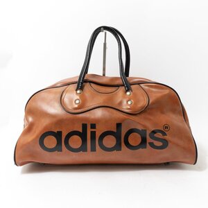 【1円スタート】adidas アディダス 70s ビンテージ オールド ボストンバッグ スポーツバッグ ハンドバッグ ブラウン 合成皮革 大容量