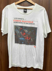 STUSSY ステューシー ／ CURTIS MAYFIELD／半袖Tシャツ ／ ホワイト