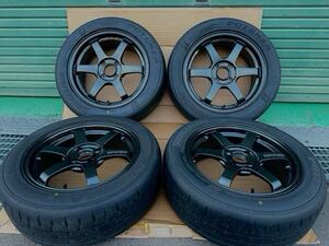 美品 RAYS TE37 SONIC 16×6.5J 4/100 +38 バリ山 ブリジストン POTENZA RE-71RS 195/55R16 4本セット