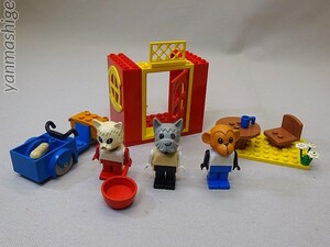 80sビンテージ LEGO Fabuland 3体付き モーテル＆バイクセット「ネコのキャサリン」＋「ドクター犬」＋「猿のマイク」 ファビュランド レゴ