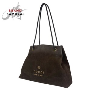 GUCCI グッチ ブラウン 茶 ゴールド金具 ヌバック ショルダーバッグ トートバッグ レディース 403908