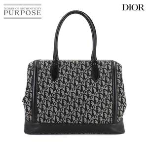 新品同様 クリスチャン ディオール Christian Dior トロッター ハンド バッグ キャンバス レザー ブラック Trotter Bag 90245178