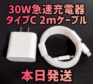 30W急速充電器 タイプCケーブル2m 急速充電器＆typecケーブルセット 30Wアダプター 急速充電器 充電器 充電ケーブル 高速充電器 周辺機器 