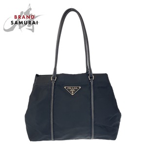 美品 PRADA プラダ テスート 三角ロゴプレート ブラック 黒 シルバー金具 ナイロン/レザー トートバッグ ショルダーバッグ 408324