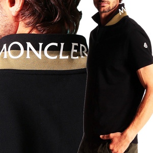 送料無料 54 MONCLER モンクレール 8A70510 84556 ブラック ポロシャツ 襟裏 ロゴ プリント 半袖 size M