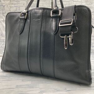 COACH コーチ メンズ ビジネスバッグ ブリーフケース 仕事鞄 ショルダー 2way ボンド レザー 本革 シボ革 A4◎ PC◎ 大容量 ブラック 黒 