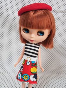 Doll Dressing*ハンドメイド ネオブライス サイズお洋服セット人形/アウトフィット/ドレス/ワンピース/帽子/ベルト/白/ドール服/昭和レトロ