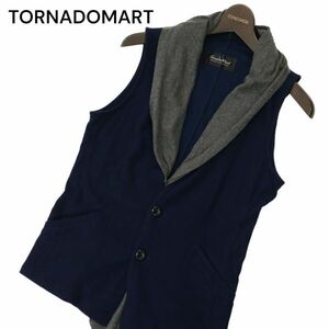 TORNADOMART トルネードマート 通年 ストール付き★ ツイル ジレ Sz.M　メンズ ネイビー　C4T01704_2#O