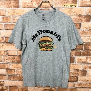 UT UNIQLO ユニクロ × マクドナルド メンズ ハンバーガープリント 企業コラボ 半袖Tシャツ M 杢グレー