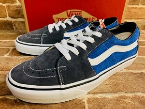 ★新品/24,5cm！バンズ.USA企画SK8-LOW.スケートロー.VANS.青.スウェードレザー.本革.スニーカー.箱付き.70