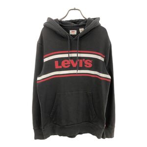 リーバイス プリント 長袖 スウェットパーカー S ブラック Levi