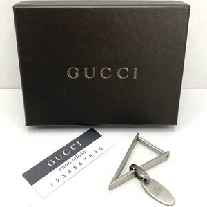 美品 GUCCI トライアングル キーホルダー キーリング ヴィンテージ 箱付き オールドグッチ メンズ レディース 男女兼用