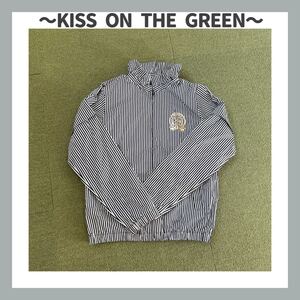 KISS ON THE GREEN ゴルフウェア　パーカー　ウインドブレーカー　雨具　レインウェア　レディース　M ネイビー　ストライプ