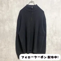 古着 used　Calvin Klein　カルバンクライン　長袖ハーフジップニット　セーター　無地　黒　ハイネック