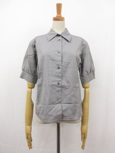 未使用 【プラダ PRADA】 コットン素材 ワイドカラー 半袖シャツ (レディース) size40 グレー系 イタリア製□30LK2335□