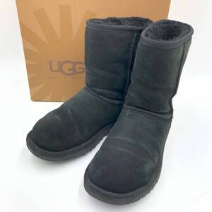 □UGG W CLASSIC SHORT ムートンブーツ 23.0cm 黒 アグ レディース 5825 クラシック ショート 複数落札同梱OK B241017-3