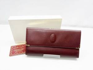 使用感なし　美品　Cartier　カルティエ　マスト　 2C　がま口　長財布　ボルドー　ゴールド　 L3000002