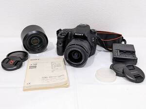 【13479】1円～ SONY ソニー カメラ α58 SLT-A58 レンズ2個セット DT 4-5.6 55-200 DT 3.5-5.6 18-55 SAMⅡ稼働 バッテリー 充電器 撮影