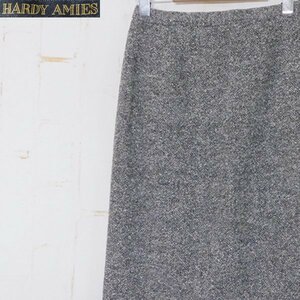 ハーディエイミスHARDY AMIES■静電気防止素材使用 アンゴラ混 ウール タイトスカート ロング丈■9■グレー ※MS3411112