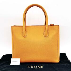 美品 CELINE セリーヌ ハンドバッグ オレンジ レザー スクエア g00593