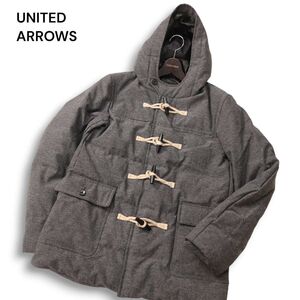 BOW&ARROWS ユナイテッドアローズ 秋冬 ヘリンボーン★ ダッフル ダウン コート ジャケット Sz.L　メンズ グレー　I4T03425_A#N