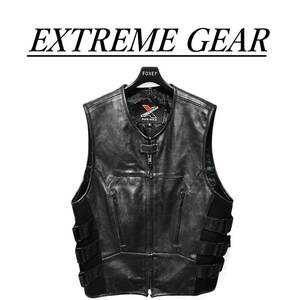 EXTREME GEAR モーターサイクル ヴィンテージ レザーベスト 本革 バイク