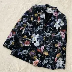 【美USED】花柄ダブルブレストジャケット　EUR32（日本サイズS～M）