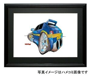 イラスト プジョー２０５ＧＴＩ（青・後ろ）