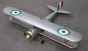 1円～ 【ラジコン】 飛行機 複葉機 イタリア軍戦闘機？ エンジン付き 羽幅 118㎝　 