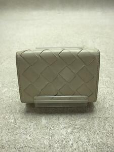 BOTTEGA VENETA◆イントレチャート/3つ折り財布/レザー/ベージュ/メンズ