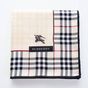 ■未使用　BURBERRY バーバリー　ハンカチ　チェック　ふち黒　地模様■