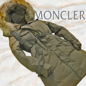 【モンクレール MONCLER】ふわふわダウン ファーフード付きモッズダウンコート サイズ0 レディース ダウンジャケット