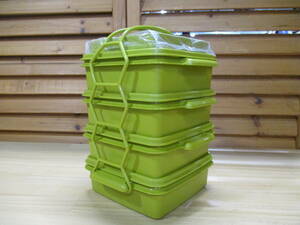 M1Y◎675 【Tupperware】 昭和レトロ タッパーウェア カルテット 4段 ランチボックス 未使用経年品