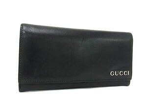 1円 GUCCI グッチ 256370 レザー 二つ折り 長財布 ウォレット 札入れ 小銭入れ メンズ レディース ブラック系 FL1344