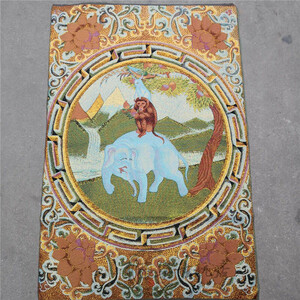 アンティークコレクション、約90ｃｍ*60cm　大判　チベットタンカ刺繍　62