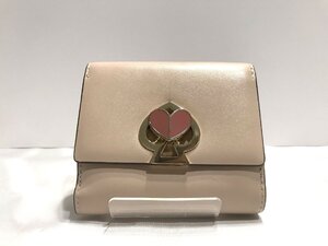 ■【YS-1】 ケイトスペード kate spade 財布 ■ 2つ折り ピンクベージュ系 9.5cm×11cm 小銭入れ有り 【同梱可能商品】■D