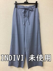 インディヴィ (INDIVI) タグ付き未使用 ブルーグレーパンツ ウエストゴム サイズ36