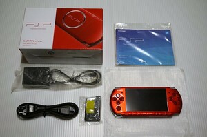 PSP - 3000 レッド red 赤 SONY メモリースティック付 本体 液晶美品