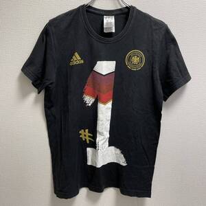 adidas アディダス DEUTSCHER FUSSBALL-BUND 半袖Tシャツ ブラック メンズ Oサイズ