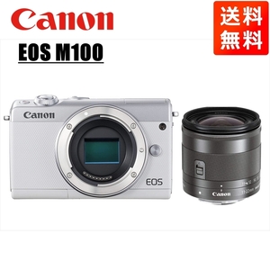 キヤノン Canon EOS M100 ホワイトボディ EF-M 11-22mm ブラック 広角 レンズセット ミラーレス一眼 カメラ 中古