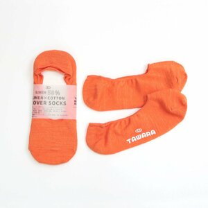 TAWARA コットンリネンフットカバーソックス オレンジ レディース 靴下 見えない スニーカーソックス 麻 綿 人気