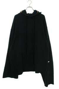 ラフシモンズ RAF SIMONS 171.185 ASSYMETRIC CAPE HOODIE VULTURES サイズ:1 袖アシンメトリーデザインプルオーバーパーカー 中古 BS55