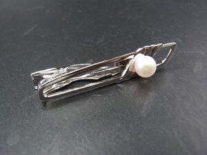 ■美品■ MIKIMOTO ミキモト SV925 本真珠 アコヤ真珠 パール 約6mm ネクタイピン アクセサリー シルバー系 DE2460