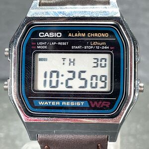 美品 CASIO カシオ A158WA-1 腕時計 デジタル クオーツ 多機能 カレンダー ラバーバンド スクエア ステンレススチール 動作確認済み