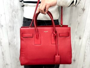 極美品 YSL SAINT LAURENT PARIS サンローラン パリ サックドジュール ハンドバッグ ショルダーバッグ バッグ レザー 赤 2WAY 81128Y