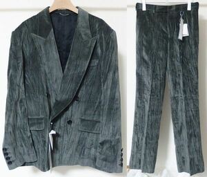 24SS JOHN LAWRENCE SULLIVAN ジョンローレンスサリバン Velvet double breasted jacket ジャケット46 Velvet straight trousers パンツ46